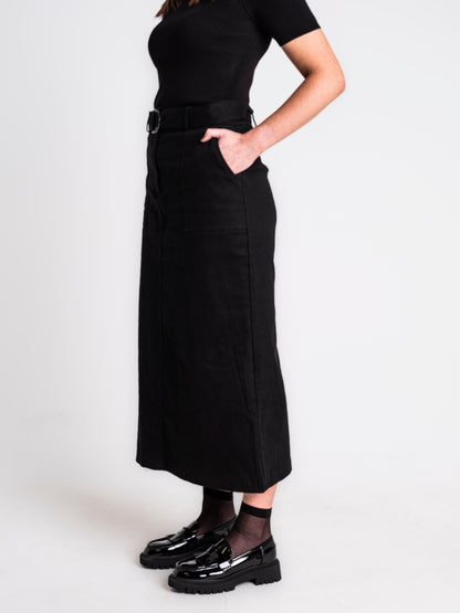 MANON BELTED DENIM SKIRT