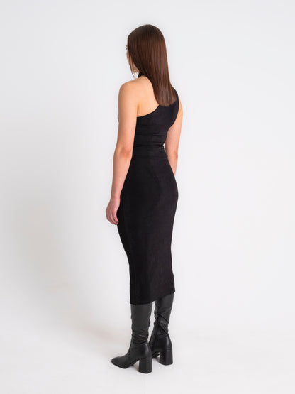 AMREN NECK-TIE MIDI DRESS